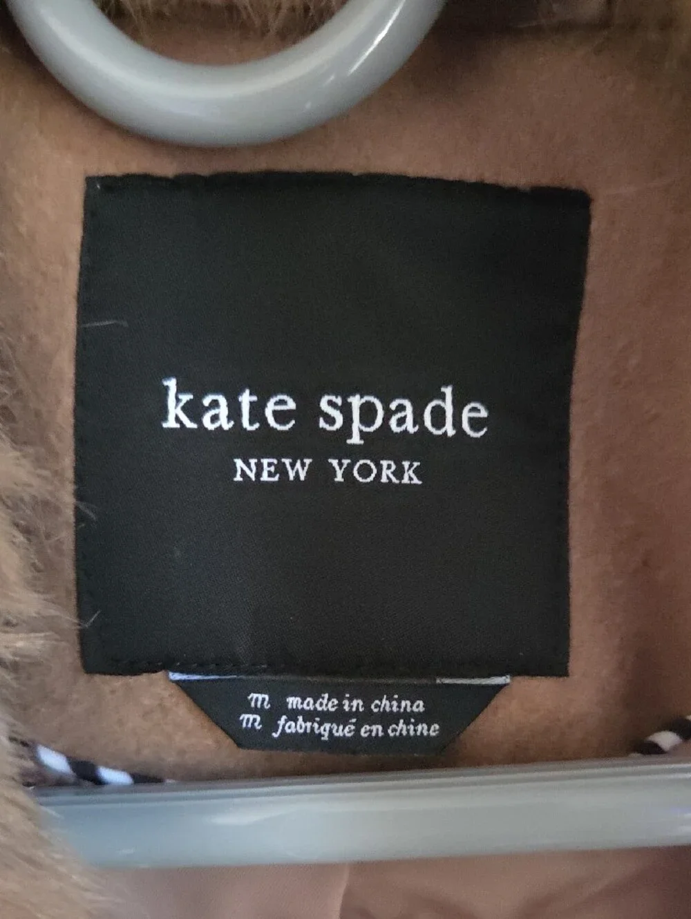 NWOT kate spade Camel Wool Blend Trench Coat with Faux Fur Collar